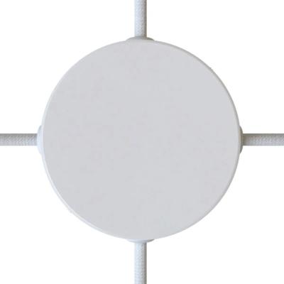 Plafondkap met 4x zij uitgang wit glans staal 1 uitgang 120mm