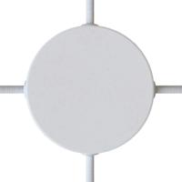Plafondkap met 4x zij uitgang wit glans staal 1 uitgang 120mm