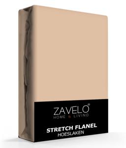 Zavelo Stretch Flanel Hoeslaken Zand-1-persoons (90x220 cm)