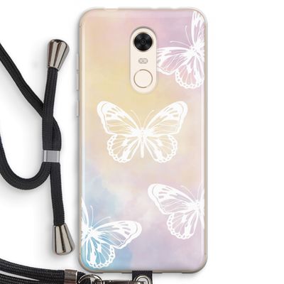 White butterfly: Xiaomi Redmi 5 Transparant Hoesje met koord