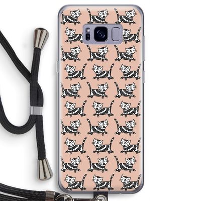 Zwarte poes: Samsung Galaxy S8 Transparant Hoesje met koord
