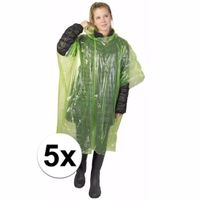 5x wegwerp regenponcho groen - thumbnail