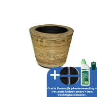 Drypot rotan streep d45h43cm