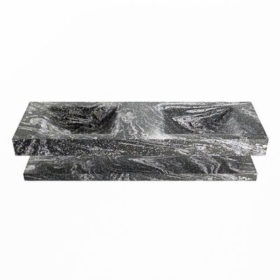 MONDIAZ ALAN-DLUX 150cm planchet Lava. Vrijhangende wastafel CLOUD dubbel 2 kraangaten, kleur Lava.