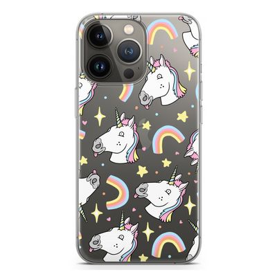 Rainbow Unicorn: iPhone 13 Pro Transparant Hoesje