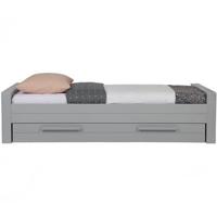 WOOOD Dennis Bed Incl. Matras|Bedlade - Betongrijs - Grijs - 53x219x95