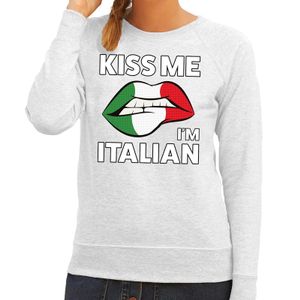 Kiss me I am Italian sweater grijs dames