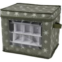 Kerstballen opbergbox - groen - 41 x 31 x 32 cm - polyester - opbergdoos kerstdecoratie