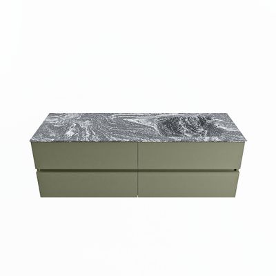 MONDIAZ VICA-DLUX 150cm badmeubel onderkast Army 4 lades. Inbouw wastafel CLOUD rechts 1 kraangat, kleur Lava.