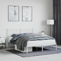 Bedframe met hoofdbord metaal wit 140x200 cm