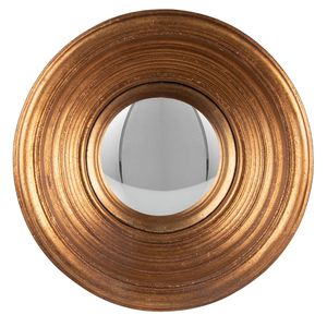 HAES DECO - Bolle ronde Spiegel - Goudkleurig - Ø 16x4 cm - Polyurethaan ( PU) - Wandspiegel, Spiegel rond, Convex Glas