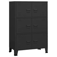 The Living Store Industriële Kast - Opbergkast 6 vakken - 75 x 40 x 115 cm - Zwart