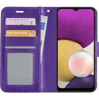 Basey Samsung Galaxy A22 4G Hoesje Book Case Kunstleer Cover Hoes - Paars - thumbnail