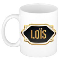 Naam cadeau mok / beker Lois met gouden embleem 300 ml
