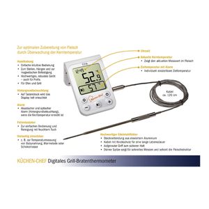 TFA Dostmann 14.1510.02 Barbecuethermometer Bewaking van kerntemperatuur, Kabelsensor Braden, Grillen, Langzaam garen