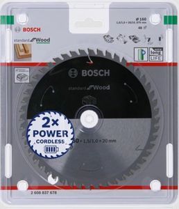 Bosch Accessories 2608837678 2608837678 Hardmetaal-cirkelzaagblad 160 x 20 mm Aantal tanden: 48 1 stuk(s)