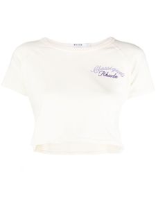 RHUDE t-shirt crop à logo brodé - Tons neutres