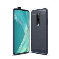 Geborsteld textuur Carbon Fiber schokbestendig TPU Case voor OnePlus 7 (marineblauw)
