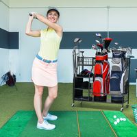 Golfbagopslagrek voor de Garage Dubbele Golfbag Organizer met Vergrendelbare Universele Wielen Golfbag Standaard Zwart