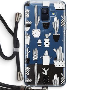Cactusmotief: Samsung Galaxy A6 (2018) Transparant Hoesje met koord