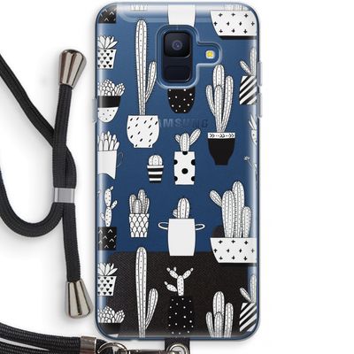 Cactusmotief: Samsung Galaxy A6 (2018) Transparant Hoesje met koord