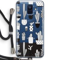 Cactusmotief: Samsung Galaxy A6 (2018) Transparant Hoesje met koord