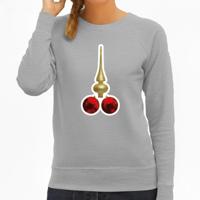 Foute Kersttrui / sweater voor dames - kerstballen - PIEK - ondeugende kerst - grijs