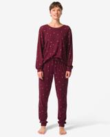 HEMA Damespyjama viscose wafel hartjes bordeauxrood (bordeauxrood)