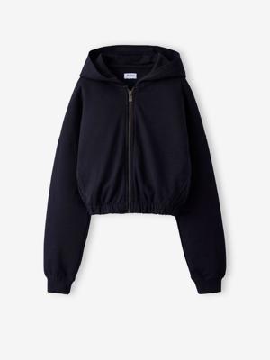 Cropped sweater met rits en capuchon voor meisjes JONEN antraciet