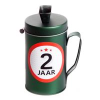Spaarpot - 2 jaar verjaardag cadeau - Blik met sticker