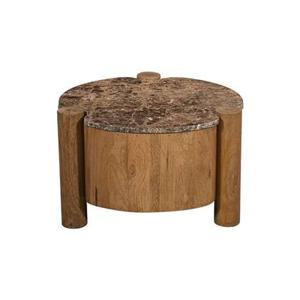 Giga Meubel - Salontafel Rond Marmer 60cm - Naturel Mangohout