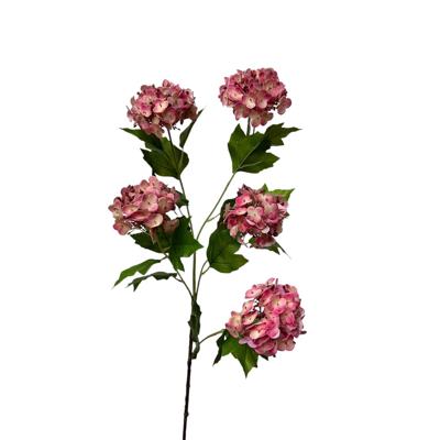 Kunstbloem snowbal real touch 85cm mauve