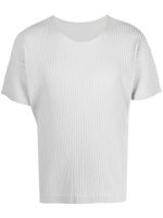 Homme Plissé Issey Miyake t-shirt nervuré à manches courtes - Gris