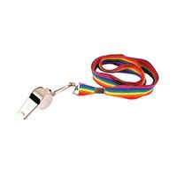 1x Fluit/fluitje met regenboog/pride vlag koord 1x Fluit/fluitje met regenboog/pride vlag koord
