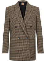 BOSS blazer croisé à motif pied-de-poule - Marron