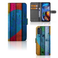 Motorola Moto E32 | Moto E32s | Book Style Case | Wood Heart - Cadeau voor je Vriend