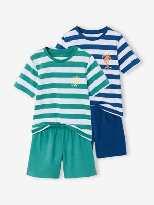 Set van 2 pyjamashorts met strepen blauw