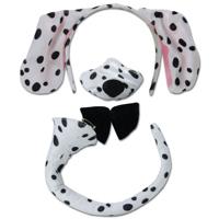 Verkleed set dalmatiër hond - diadeem/strik/snuit/staart - zwart/wit - voor kinderen