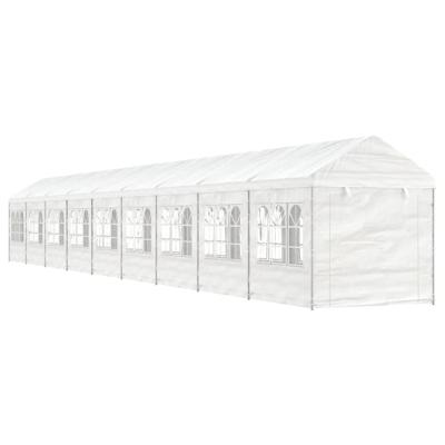 Prieel met dak 20,07x2,28x2,69 m polyetheen wit
