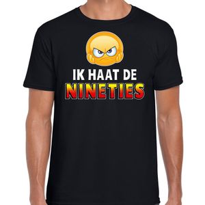 Funny emoticon t-shirt Ik haat de nineties zwart heren