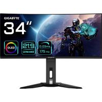 Gigabyte MO34WQC Gaming monitor Energielabel G (A - G) 86.4 cm (34 inch) 3440 x 1440 Pixel 21:9 0.03 ms DisplayPort, HDMI OLED