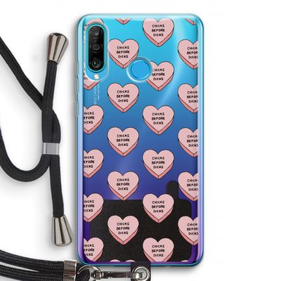 Chicks before dicks: Huawei P30 Lite Transparant Hoesje met koord