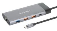 Manhattan 130714 laptop dock & poortreplicator Bedraad USB 3.2 Gen 2 (3.1 Gen 2) Type-C Grijs - thumbnail