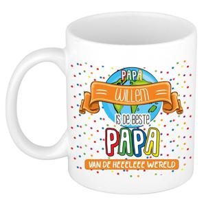 Naam mok papa Willem - wit - de beste - keramiek - 300 ml - Vaderdag/verjaardag