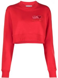 MOSCHINO JEANS sweat en coton à logo brodé - Rouge