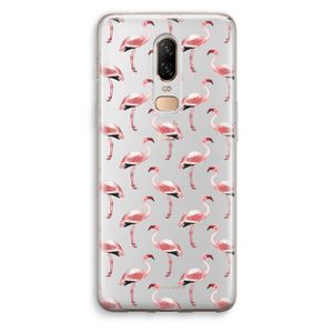 Flamingoprint groen: OnePlus 6 Transparant Hoesje