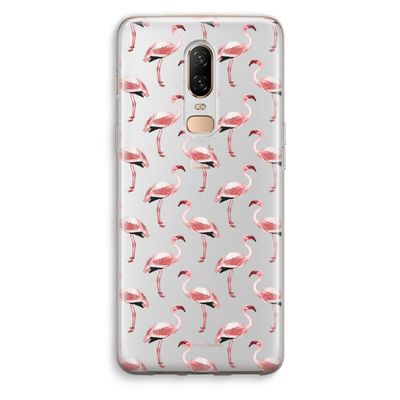 Flamingoprint groen: OnePlus 6 Transparant Hoesje