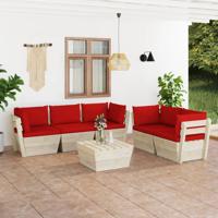 6-delige Loungeset met kussens pallet vurenhout 6-delige Loungeset met kussens pallet vurenhout