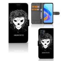 Telefoonhoesje met Naam OPPO A76 | A96 Skull Hair | Portemonnee hoesje