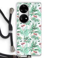 Flamingo bladeren: Huawei P50 Pro Transparant Hoesje met koord